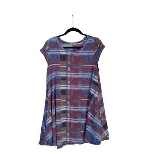 4/$15 Arianna by Howard's Plaid Tunic Dress Cap Sleeves Size S/M Pockets
